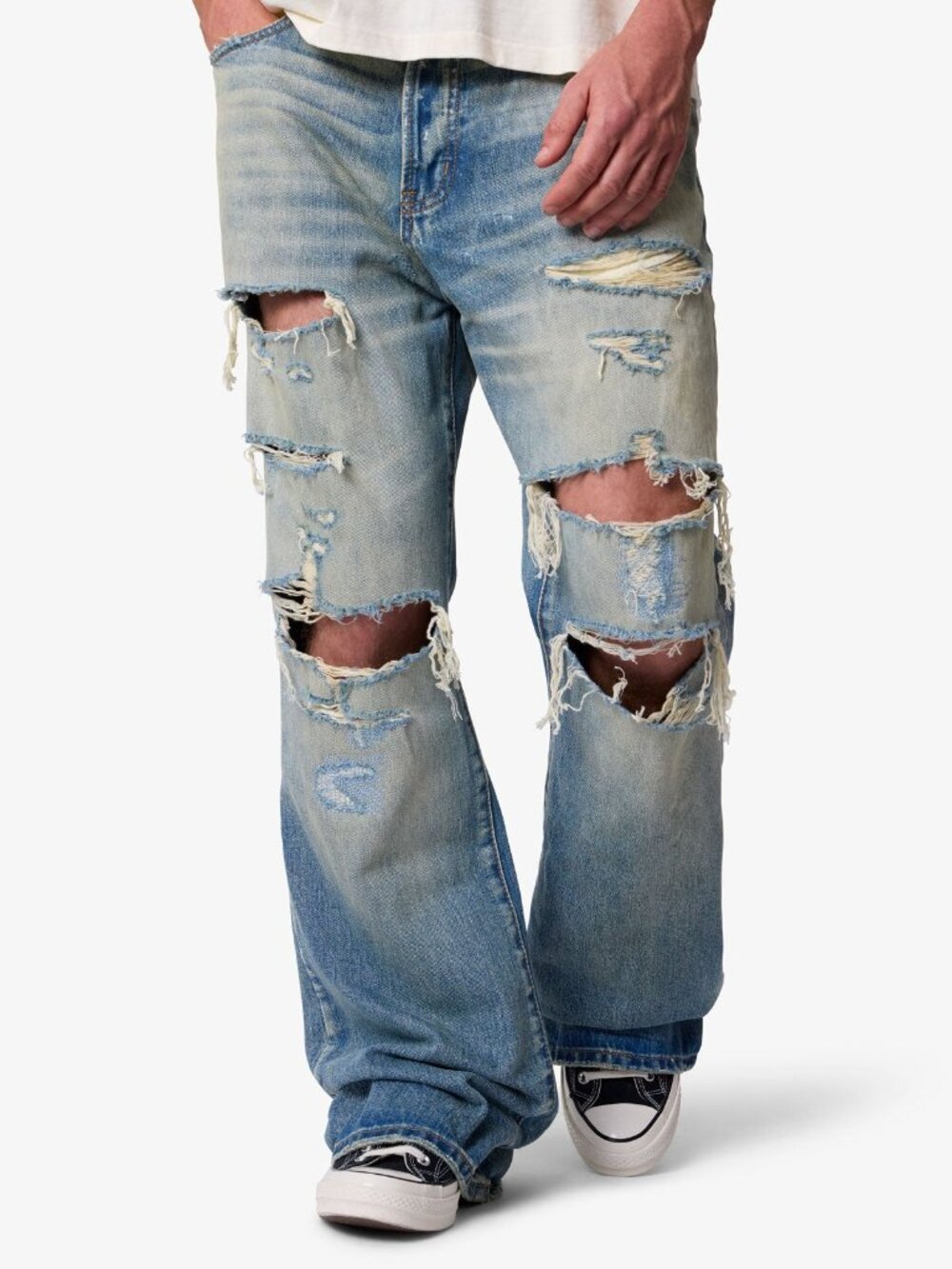 mnml Cowboy Distressed Kick Flare Denim - Blue Size 32Blue / 32